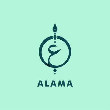 Arapça logo tasarımı harfi olan Khuruf Ain, İngilizce bilgelik anlamına gelir. bohem tarzı vektör izole edilmiş pembe arkaplan