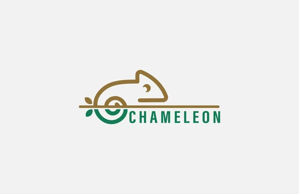 Bukalemun logo çizgisi sanat tasarımı, Chameleon ana hatlı illüstrasyon tarzında bir gitar logosu vektörünün üzerine tünemiş..