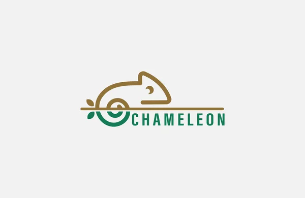Chameleon Logo Linje Konst Design Chameleon Sitter Gitarr Logotyp Vektor Stockillustration