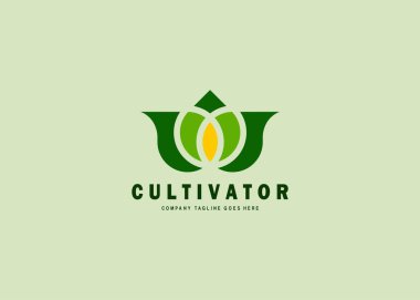 Soyut Lotus Çiçeği Logosu, Geometrik Büyüme ve Yetiştirme Tasarımı