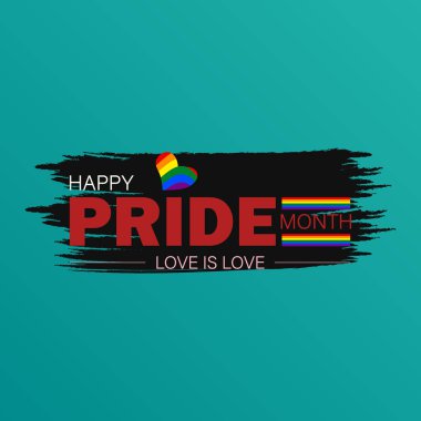 Gökkuşağı Yüreği ve Fırça darbeleriyle Mutlu Gurur Ayı Tasarımı