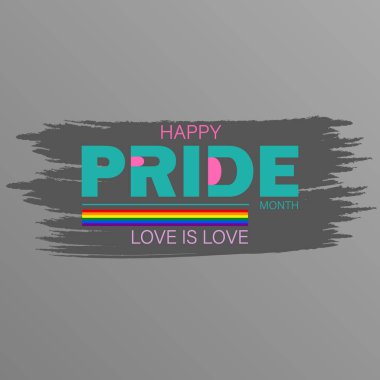 Mutlu Gurur Ayı Aşk Fırça Vuruşu Efektli Aşk Tipografisi