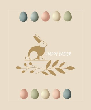 Tavşanlı ve renkli yumurtalı Paskalya Tasarımı