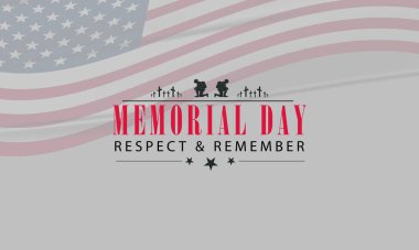 İki diz çökmüş askerin Amerikan bayrağının dalgalandığı Anma Günü anısına.