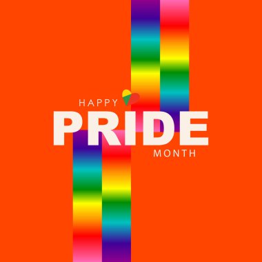 Gökkuşağı Çizgili ve Kalp Sembollü Mutlu Gurur Ayı Tipografisi