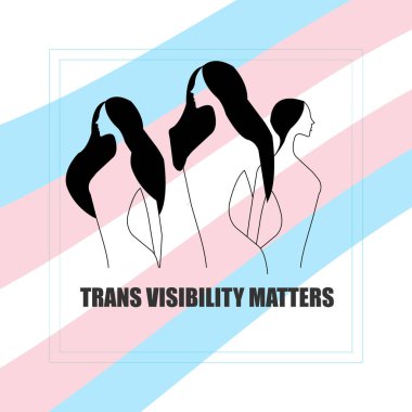 Trans Görünürlüğü Soyut Kadın Figürleri ve Trans Gurur Bayrağı ile Önemli