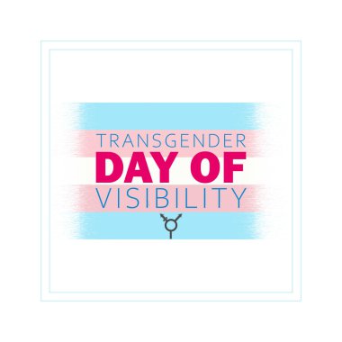 Transeksüel Görünürlük Günü grafiği gurur bayrağı arkaplanı ve cinsiyet sembolüyle