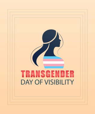Cinsiyet Değiştirme Görünürlük Günü Kadın Silueti ve Trans Gurur Renkleri ile İlham Verici Vektör İllüstrasyonu