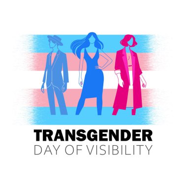 Çeşitli figürler ve gurur bayrağı arkaplanlı Transseksüel Görünürlük Günü