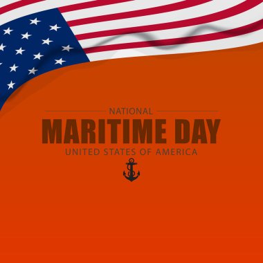 ABD Ulusal Denizcilik Günü Amerikan Bayrak ve Çapa Sembollü Vektör Tasarımı