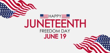 Amerikan bayrakları ve 19 Haziran metinleriyle Haziran Özgürlük Günü tasarımı