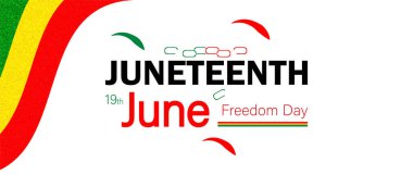 19 Haziran Özgürlük Günü Dalgalı Çizgili ve Dekoratif Şekilli Tasarım