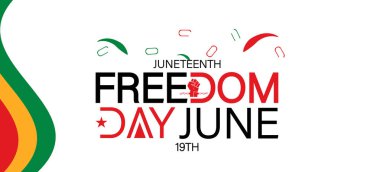 Kızıl Yumruk Tipografisi ve Renkli Dalga Elementleriyle Haziran Özgürlük Günü