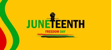 Haziran Özgürlük Günü Typography 'da Yumrukla Sarı Arkaplan