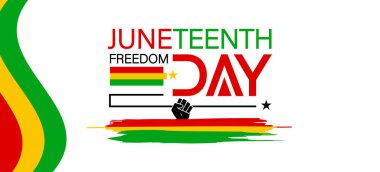 Beyaz Arkaplanda Siyah Yumruk ve Renkli Fırça darbeleriyle Haziran Özgürlüğü Günü Posteri