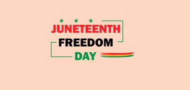 Hafif Şeftali Arkaplanda Üç Yeşil Yıldız ve Fırça Vuruşuyla Haziran Özgürlük Günü