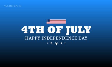 Mavi Arkaplanda Amerikan Bayrağı ve Beyaz Yıldızlarla 4 Temmuz