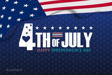 4 Temmuz Bağımsızlık Günü Kalp ve Dekoratif Yıldızlarla Tasarım