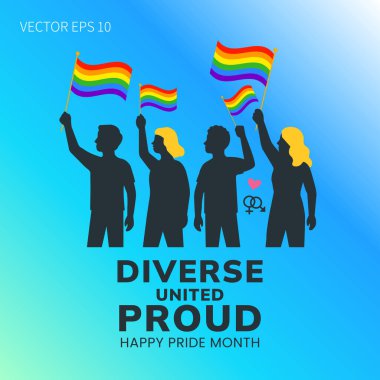 Çeşitli Birleşik Gurur Ayı LGBTQ Posteri