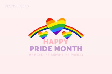 Gurur Ayı Gökkuşağı Kalpleri Değişken Tasarımı