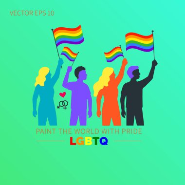 Gurur LGBTQ Vektör Posteri ile Dünya 'yı Boyayın