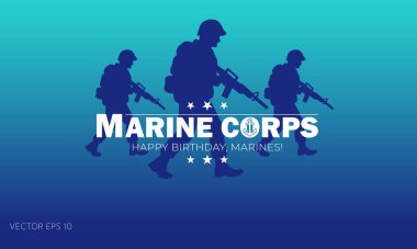 Deniz Piyadeleri Mutlu Yıllar Çapa Sembollü Yürüyen Askerler