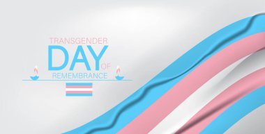 Transseksüel Anma Günü için İki Mum ve Trans Gurur Bayrağı Simgesi