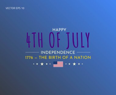 Mor Vurgulanmış 4 Temmuz Amerikan Bayrağı ve 1776 Alıntı