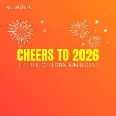 Turuncu Arkaplanda Havai fişeklerle 2026 'nın şerefine.