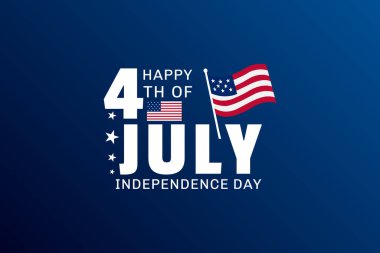 Bayrak ve Yıldız Dekorasyonlu Canlı 4 Temmuz Posteri