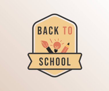 Ampul fırçası ve pancil ile Okul Rozetine Dönüş