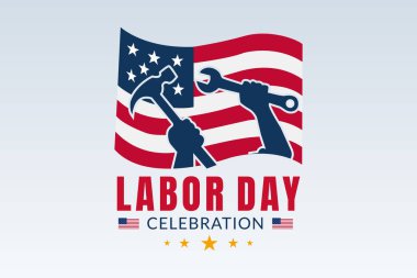 İşçi eli ve aletleriyle Amerikan bayrağı