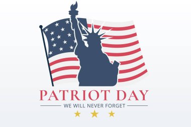 Vatanseverlik Günü Özgürlük Heykeli ABD bayrağıyla siluet