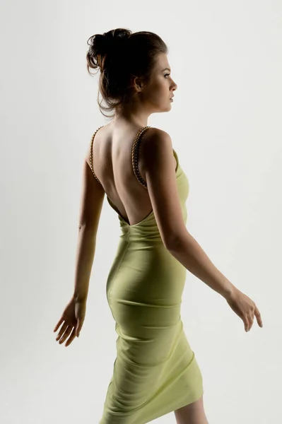 Portrait Fashionable Young Woman Posing Studio — Stock Photo, Image