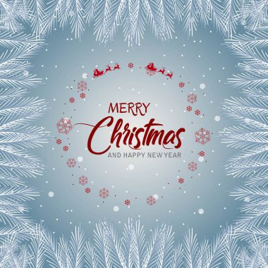 Kar taneleri ve Noel ağacı olan mutlu noel duvar kağıdı arka planı