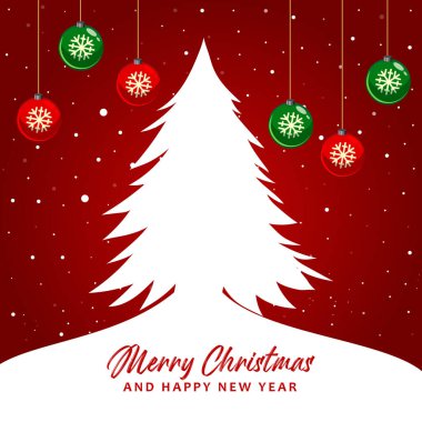 Kar taneleri ve Noel ağacı olan mutlu noel duvar kağıdı arka planı