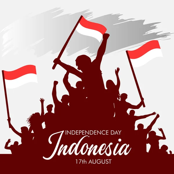 Endonezya Nın Bağımsızlık Günü Kutlu Olsun Tebrik Kartı Afiş Vektör — Stok Vektör