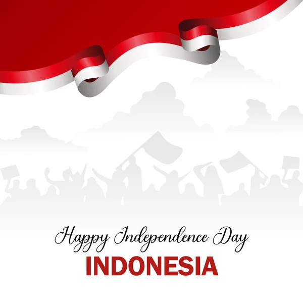 インドネシアの幸せな独立記念日の挨拶カード バナー ベクターイラスト 8月17日のインドネシアの休日 インドネシア独立記念日ベクターイラスト — ストックベクタ