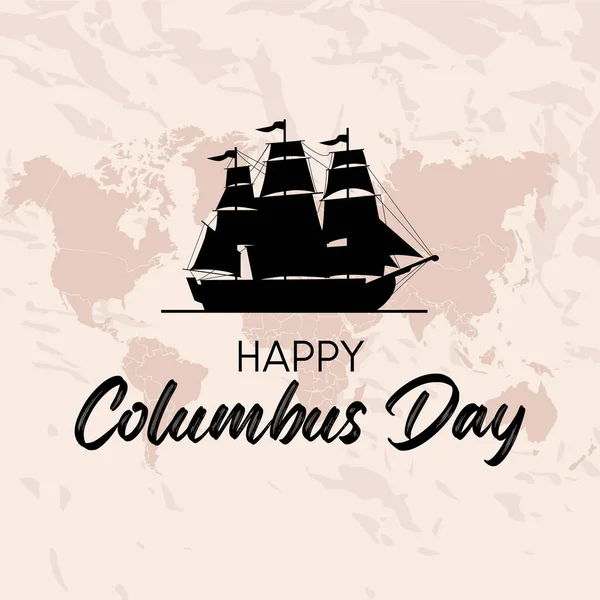 Columbus Day Hintergrund Mit Segelschiff Steuerrad Schiffsrudervektor — Stockvektor