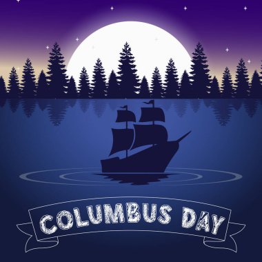 Yelkenli gemi, direksiyon ve kopyalama alanı olan Columbus Günü Arkaplanı. Bu tema ile içerik yerleştirmek için uygun.