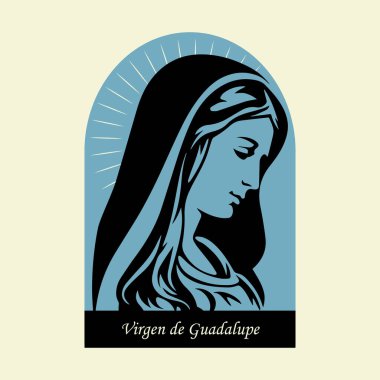 Guadalupe leydimiz. Guadalupe bakiresi. Bakire Guadalupe. Vektör tasarımı. 