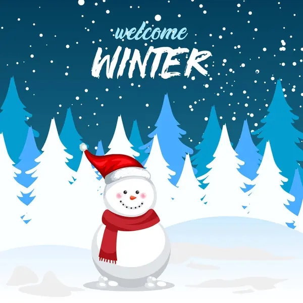 Hello Winter Snowflakes Vector Hello Winter Social Media Post Welcome — Stock Vector