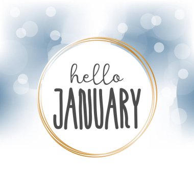 Merhaba Ocak. Merhaba Ocak vektörü. Hoş geldiniz Ocak.