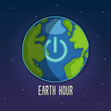 Dünya Saati Vektör İllüstrasyonu. Dünya Saati Günü. Dünya Saati lambayı söndür.