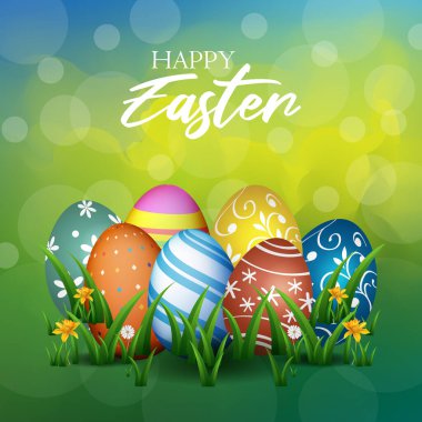 Mutlu Paskalyalar. Tatlı Paskalya Tavşanı Kulağı Arka planı. Mutlu Paskalya Vektörü illüstrasyonları.