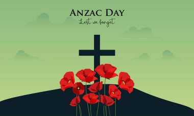 Anzak Günü vektörü. Anma Günü sembolü. Unutmayalım diye. Askerle Anzak Günü geçmişi.