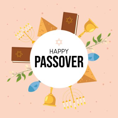 Yahudi bayramı bayram afişi tasarımı. Hamursuz Bayramı vektörünüz kutlu olsun. Mutlu Paskalyalar.