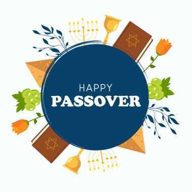 Yahudi bayramı bayram afişi tasarımı. Hamursuz Bayramı vektörünüz kutlu olsun. Mutlu Paskalyalar.