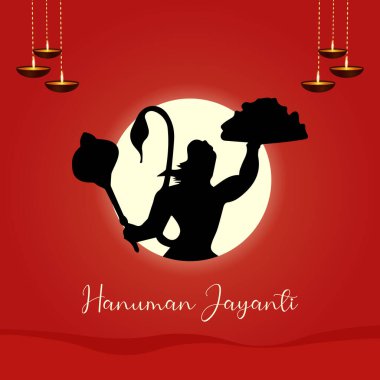 Shri Hanuman Jayanti vektör çizimi. Hanuman Jayanti vektörü. Mutlu Hanuman Jayanti.