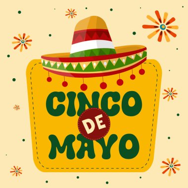Harfli Cinco de Mayonez. 5 Mayıs, Meksika 'da federal tatil. Cinco de mayonez vektörü.